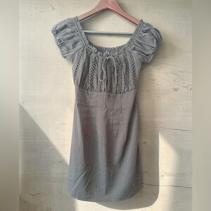 Lulu's Black Puff Sleeve Lace-Panel Mini Dress